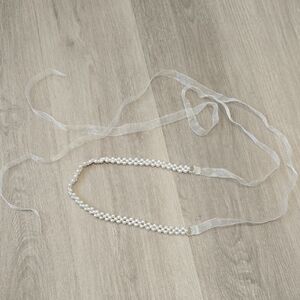 Elegant Pearl and Ribbon Belt or Hair Accessory Headband